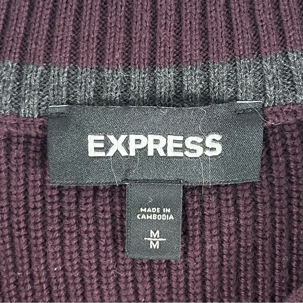 Express Solid Mock Neck Snap Zip Merlot Sweater - image 8